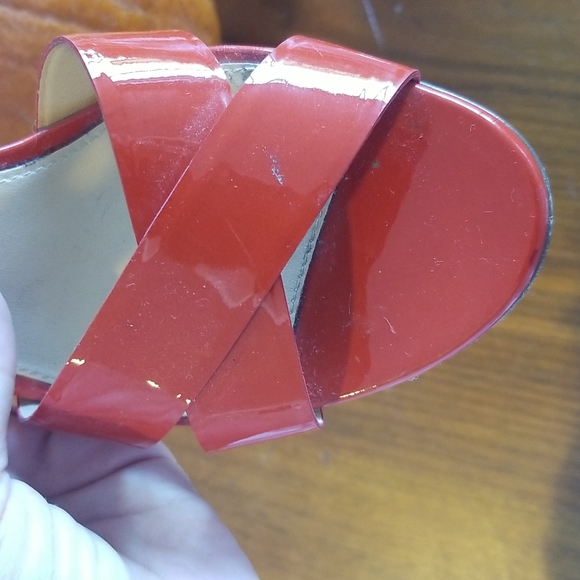 J crew orange red patent leather strappy heels - Picture 11 of 13